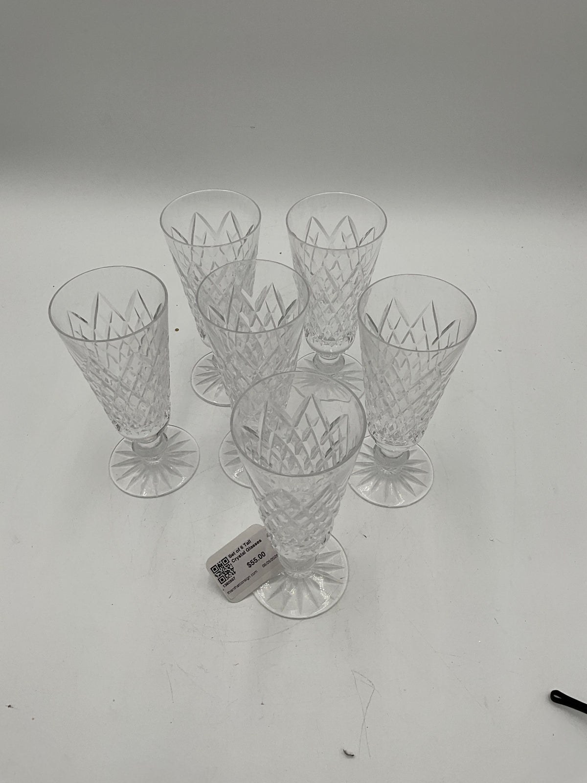 Set of 6 Tall Crystal Glasses