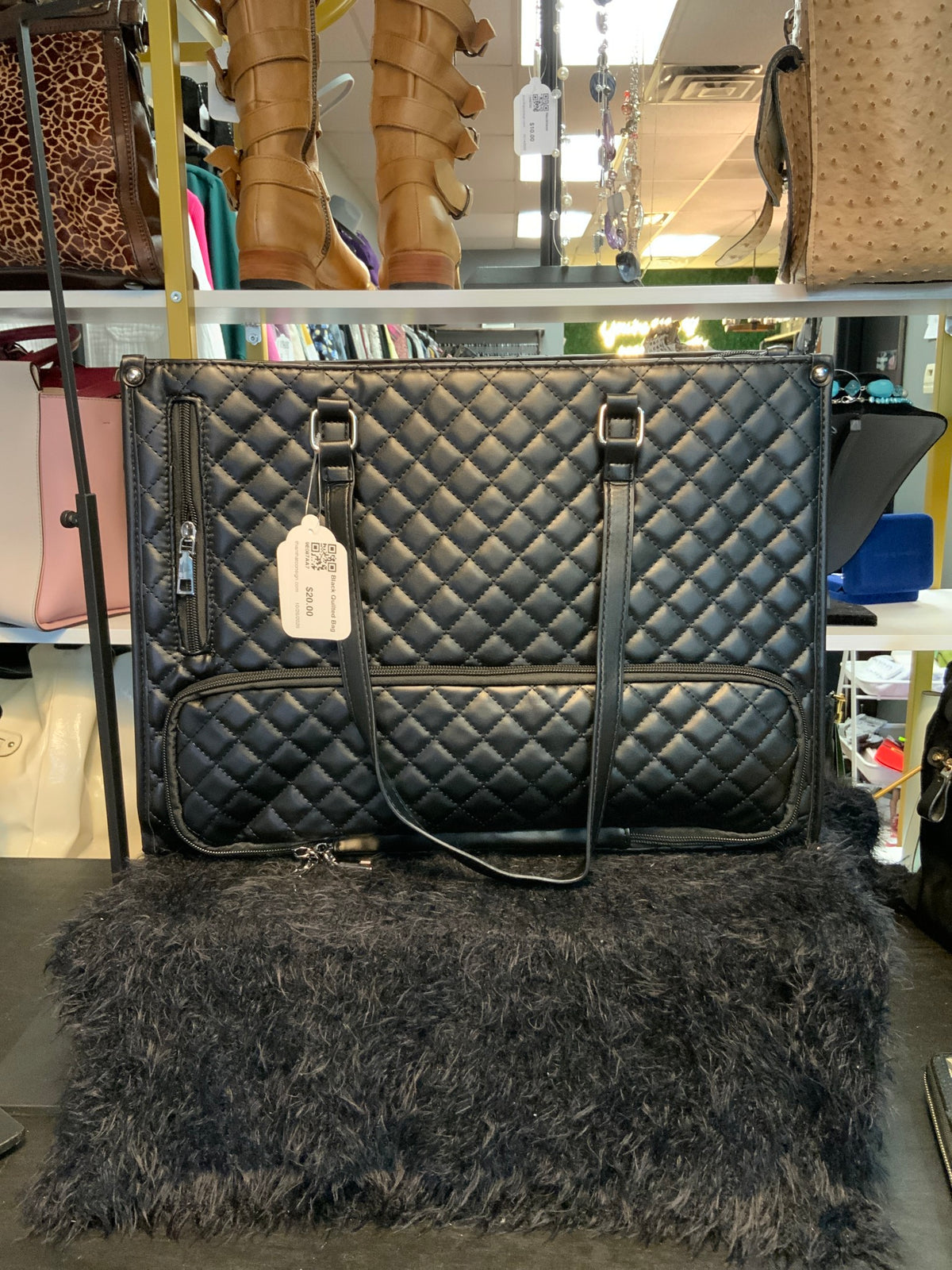 Black Quilted Bag with wallet 
