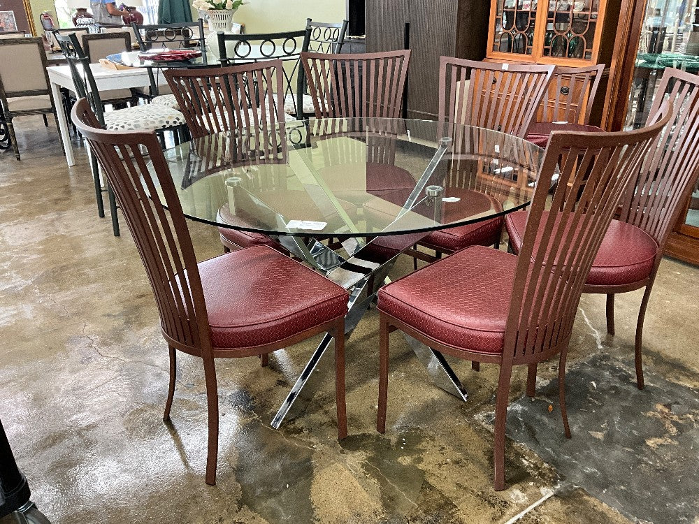 Round Glass & Metal Dinning Table