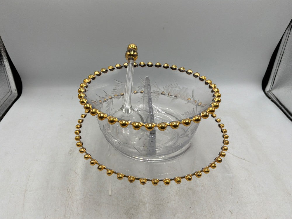 Candlewick Glass and Gold 3 Piece Set