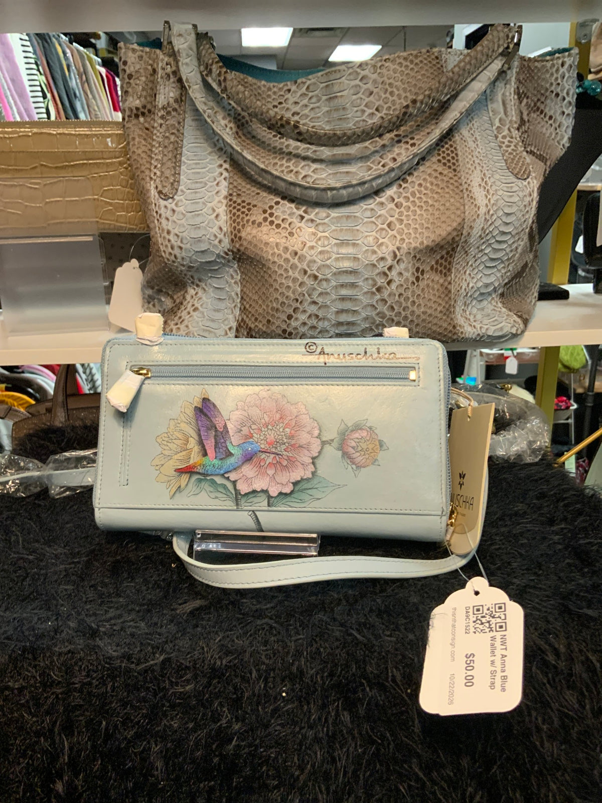 NWT Anna Blue Wallet w/ Strap
