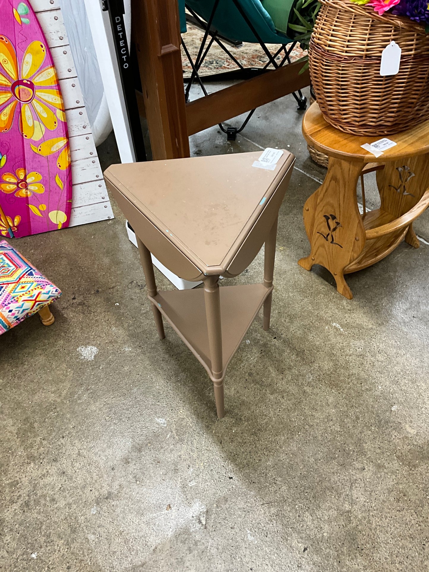 Vtg Brown Drop Leaf Side Table