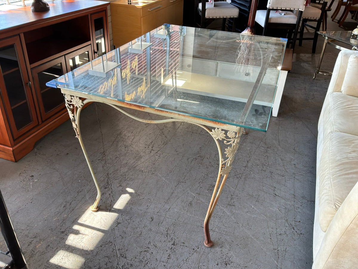Glass Top Metal Base Kitchen Table