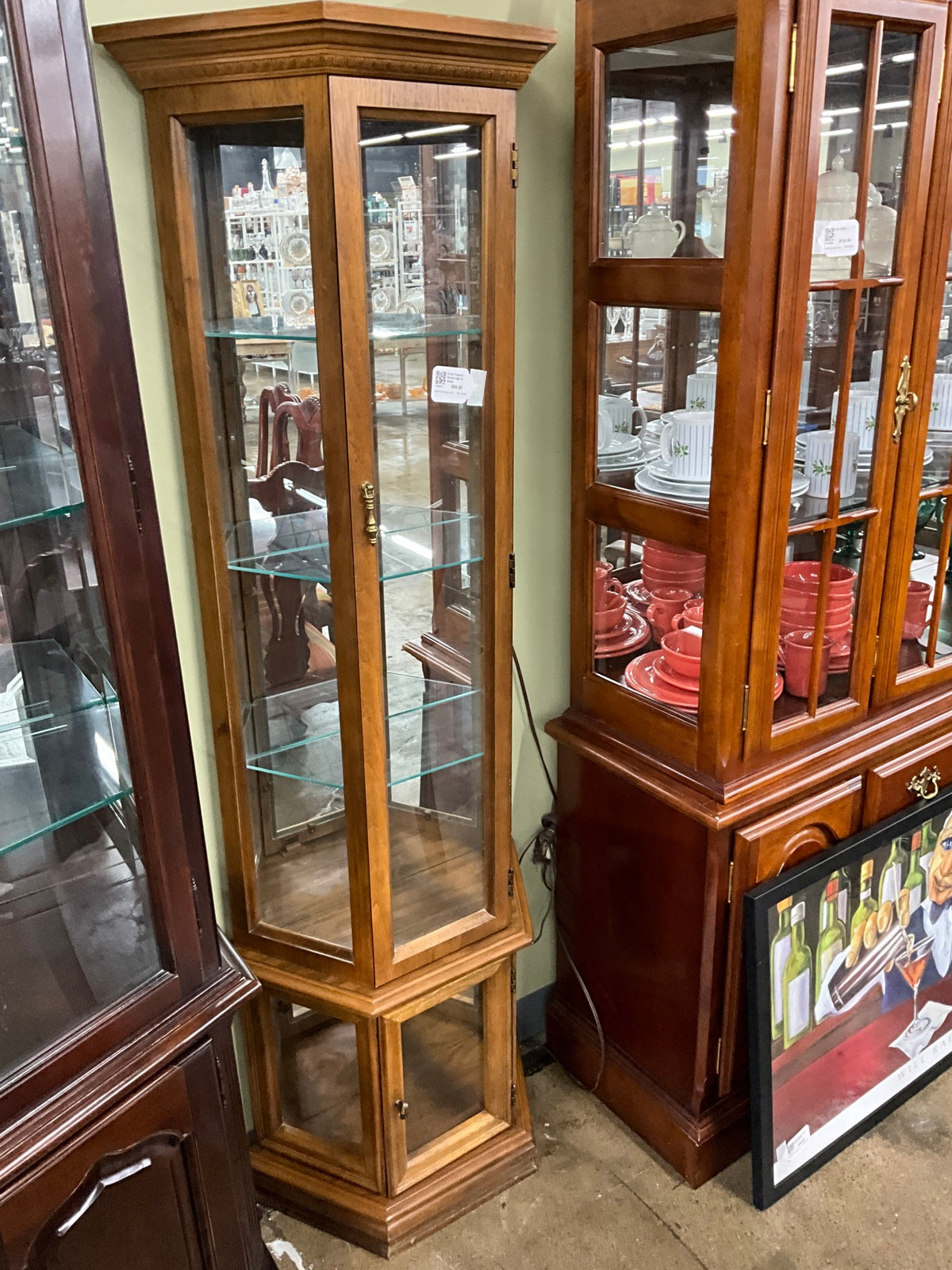 Curio Cabinet Wood Light & Glass