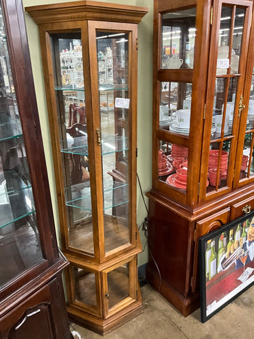 Curio Cabinet Wood Light & Glass