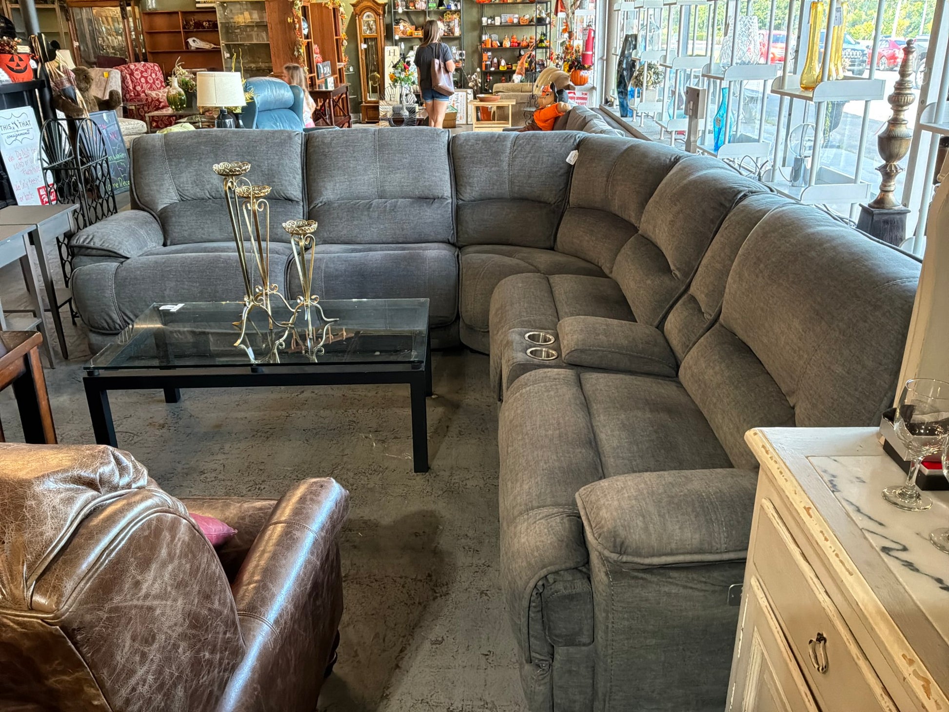 XL Gray Reclining Sectional