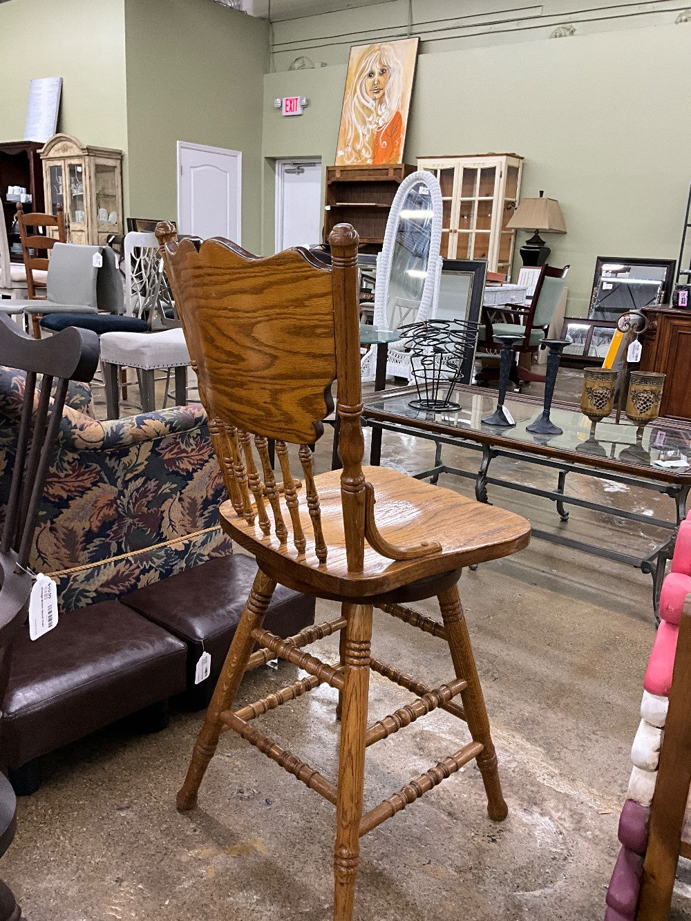 Wood Swivel Barstool