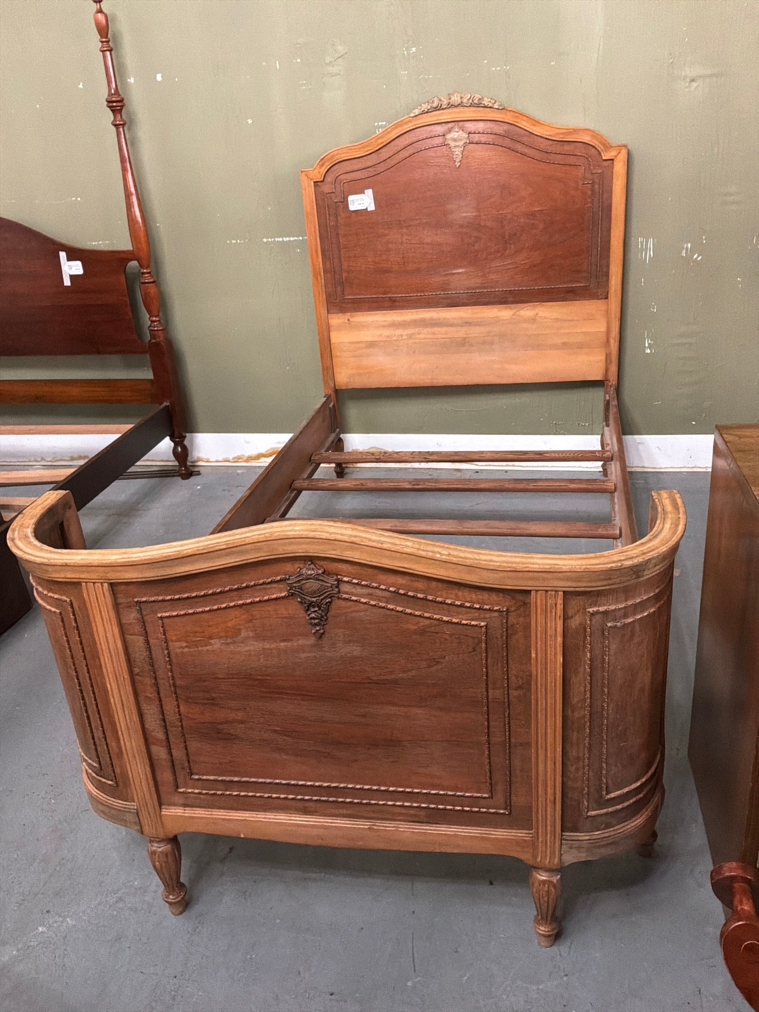 Antique French Walnut Twin Bed