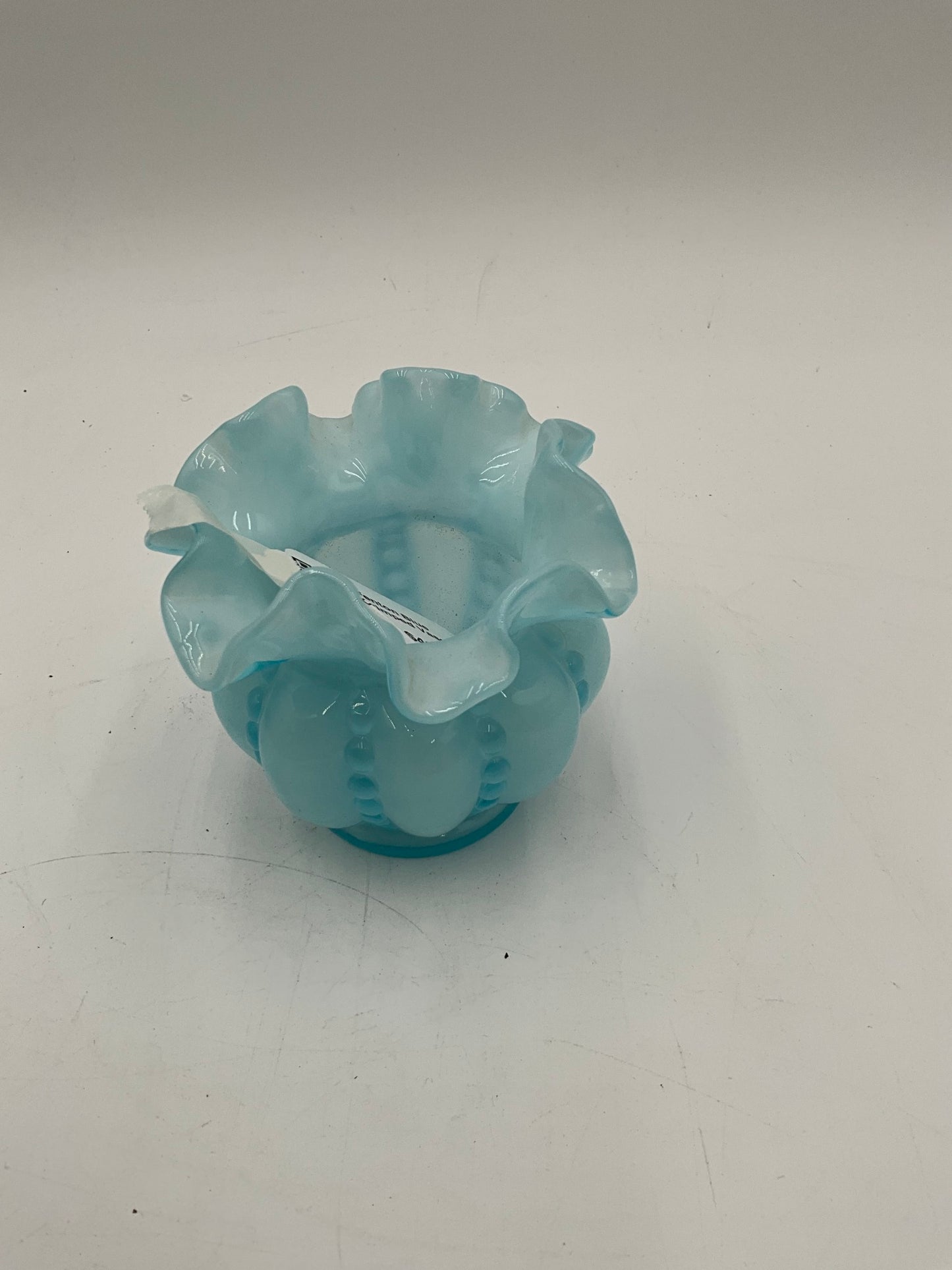 Fenton Blue Crimped Vase