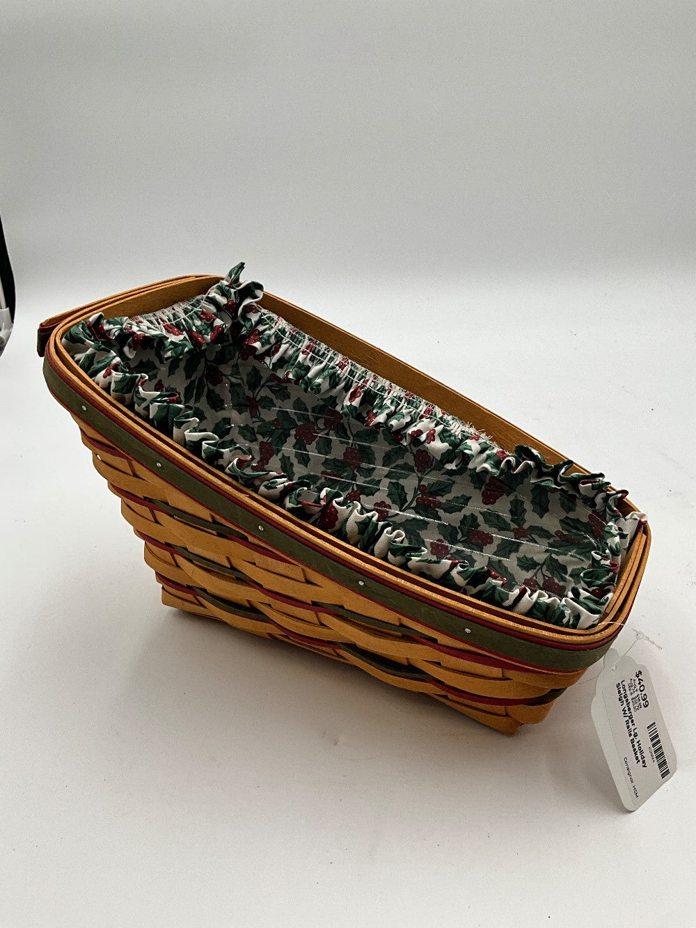 Longaberger Lg. Holiday Sleigh W/ Rails Basket