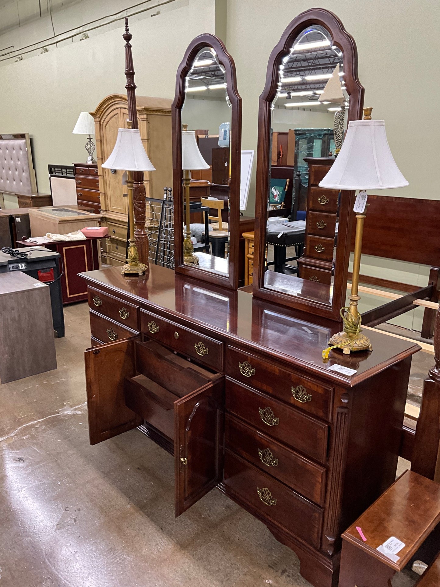 Cherry Dresser w/ 2 Mirrors