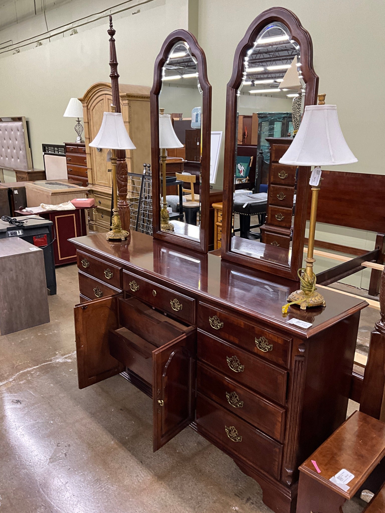 Cherry Dresser w/ 2 Mirrors
