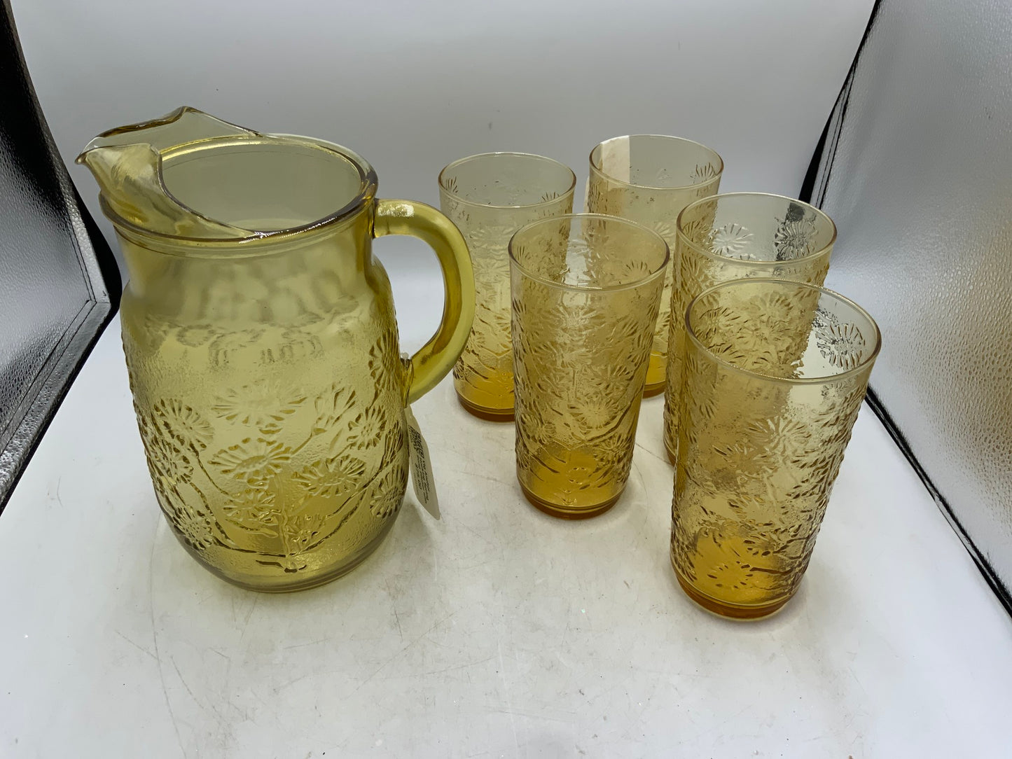 Vtg Anchor Hocking Spring Song Pitcher with 5 Glasses