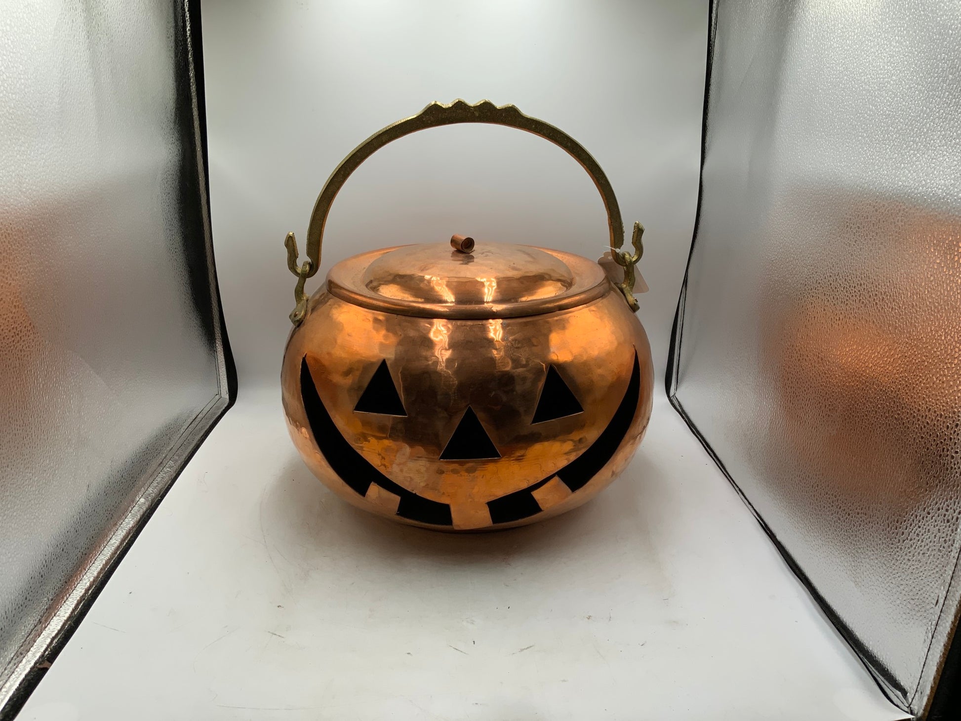 XL Copper Pumpkin Jack-o-Lantern