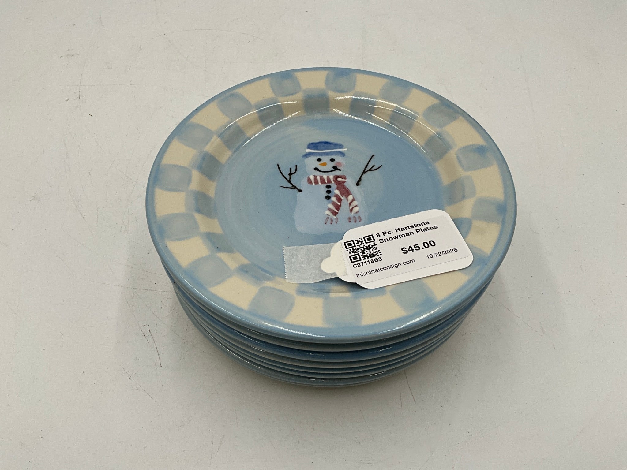 8 Pc. Hartstone Snowman Plates