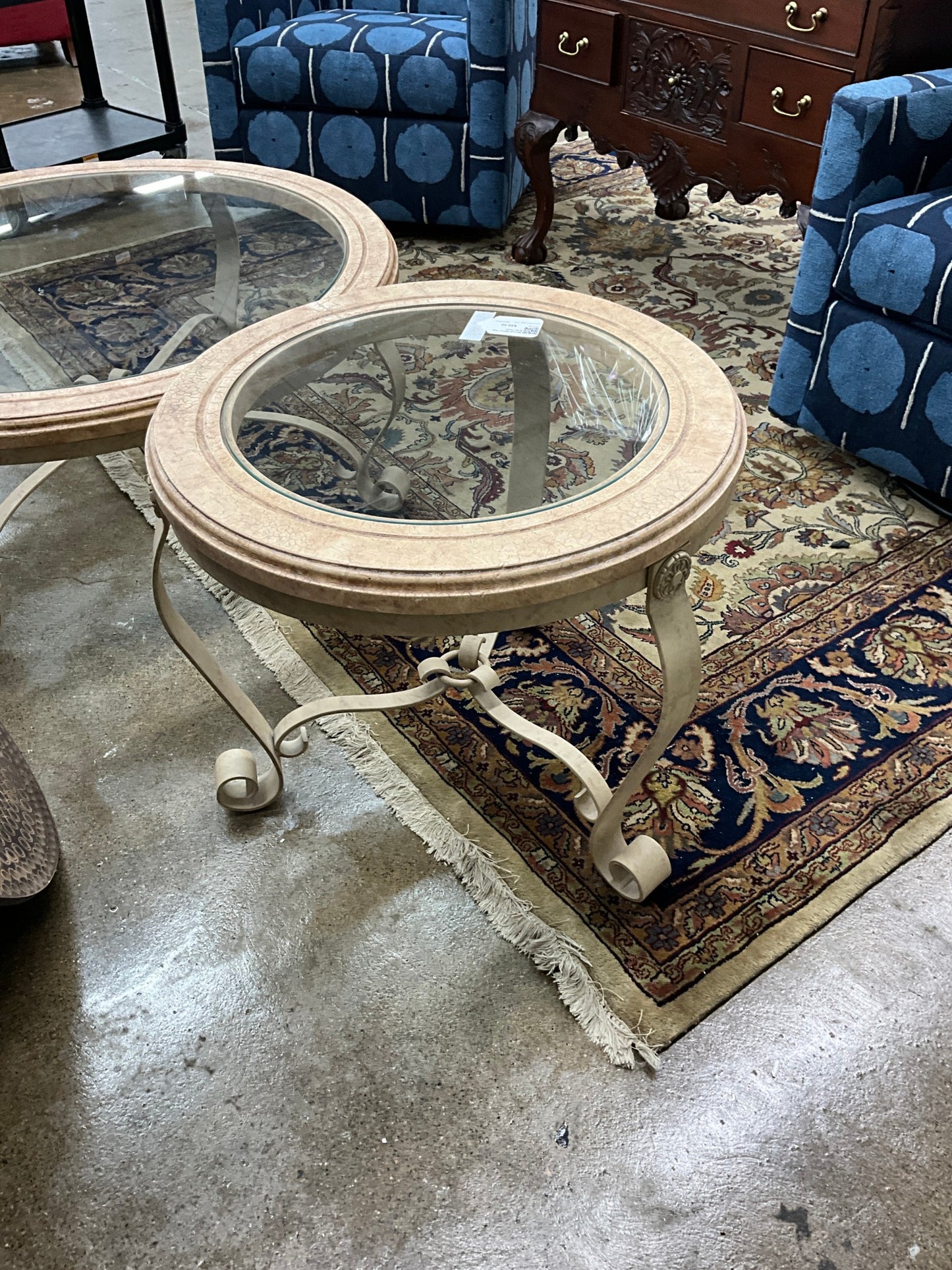 Round Glass Top End Table