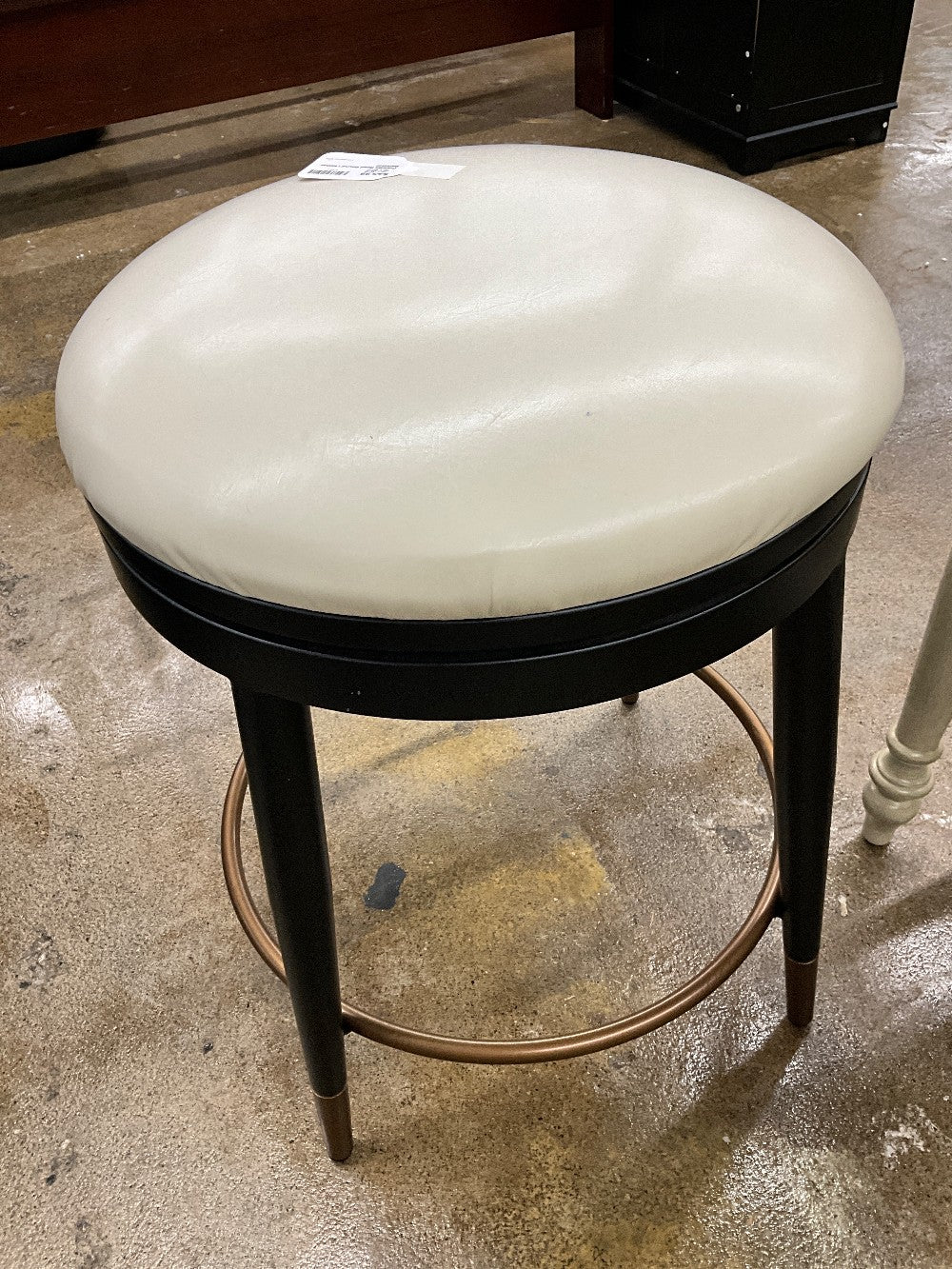 Grandin Road Round Leather Barstool
