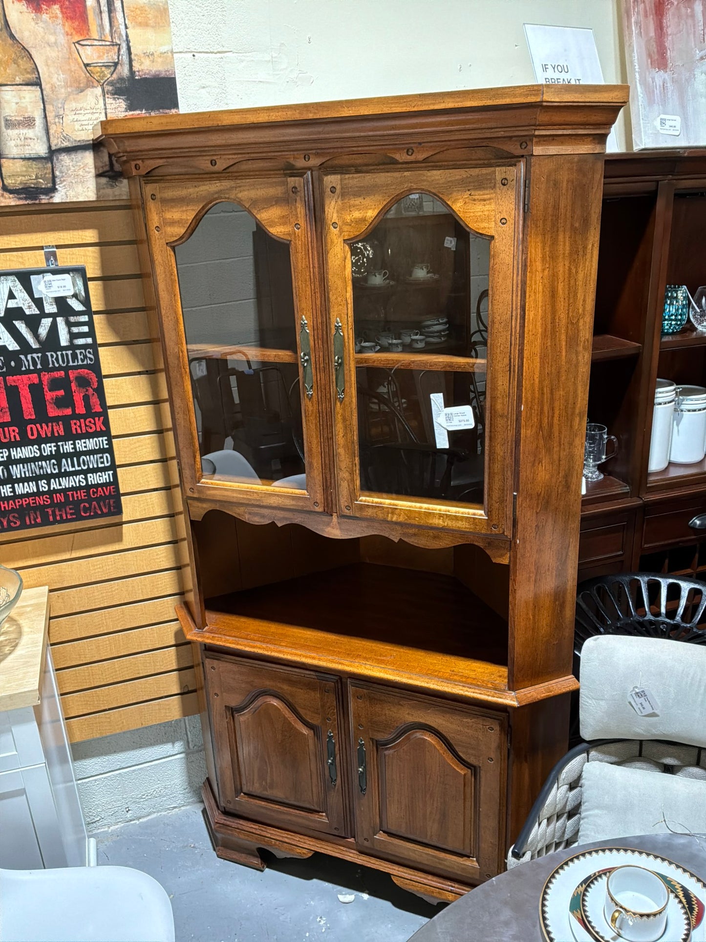 Large Wood Corner Hutch