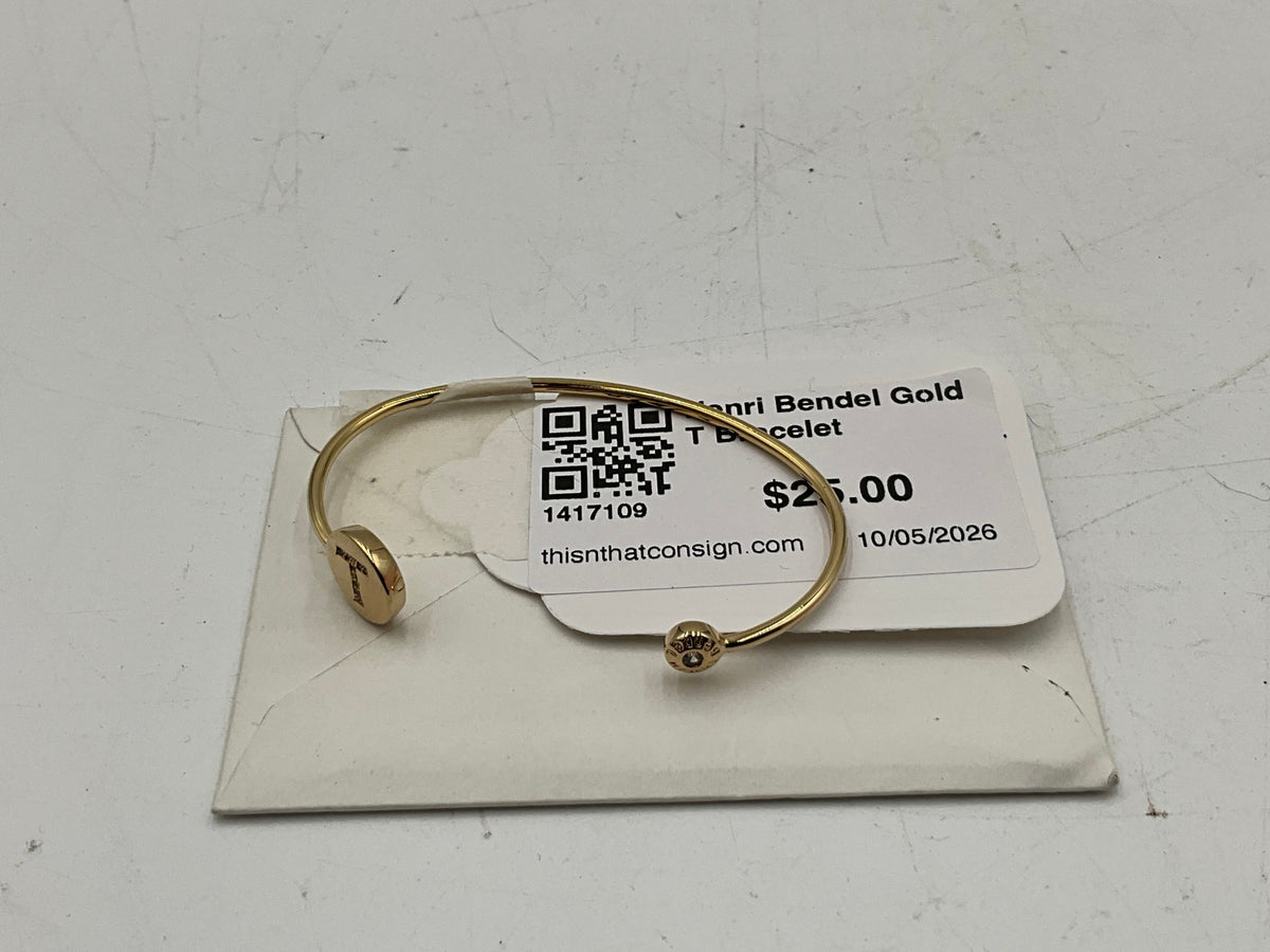 Henri Bendel Gold T Bracelet