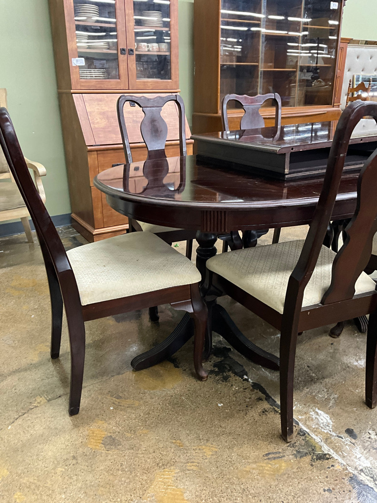 Table w/ 6 Chairs, Leaf & Pads - AS IS