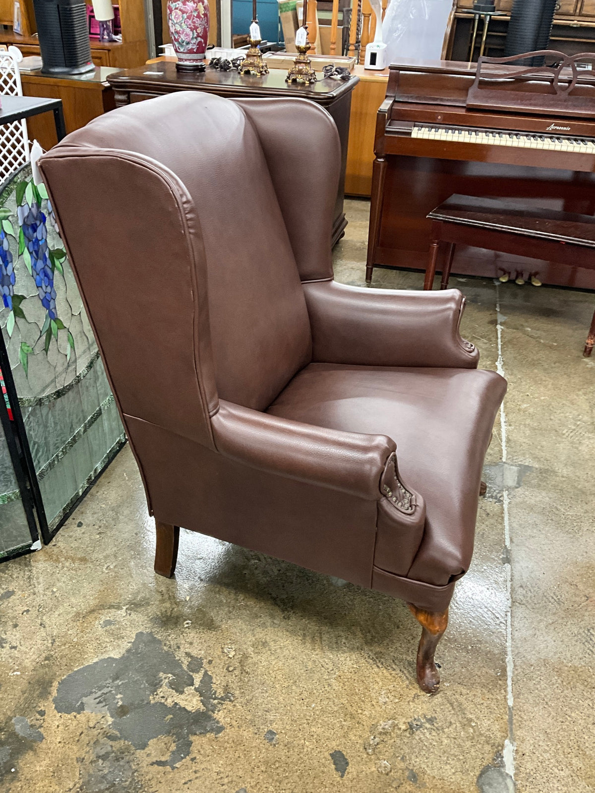 Brown Studded Wingback