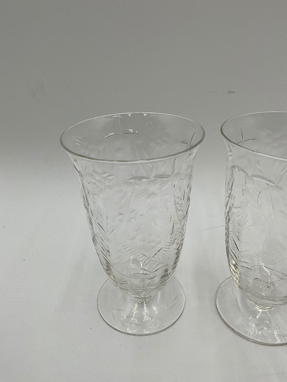 6pc Vtg Etched Goblet Set