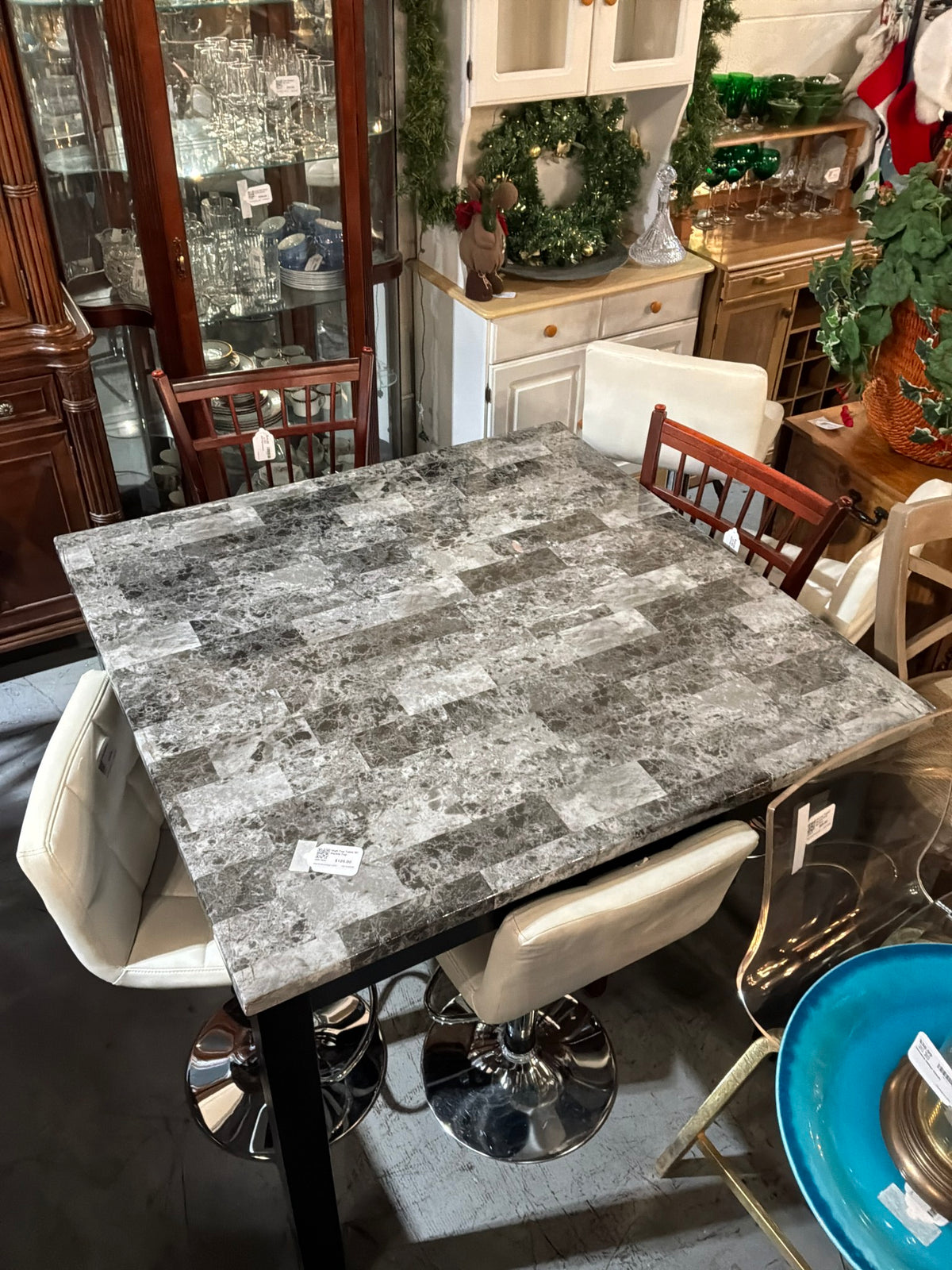High Top Table W/ Marble Top