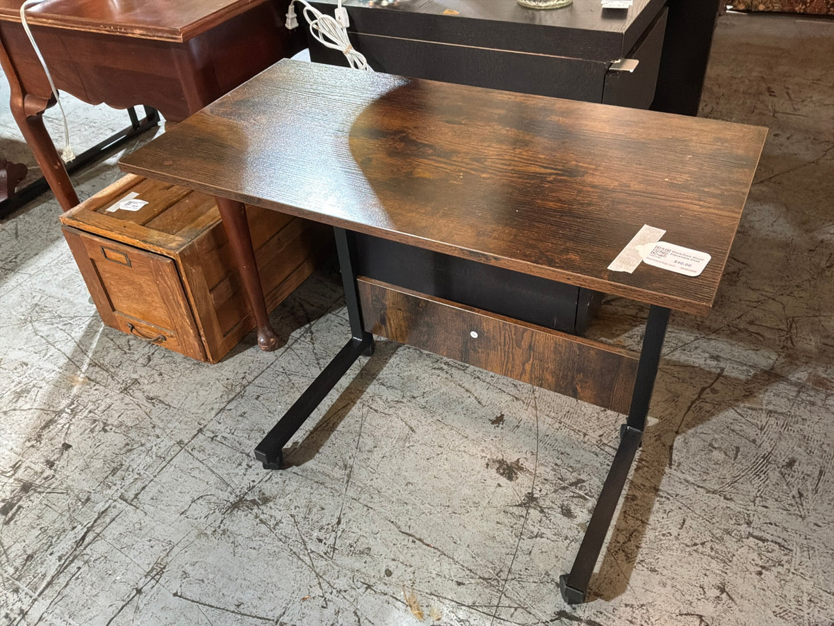 Black/Dark Wood Adjustable Desk