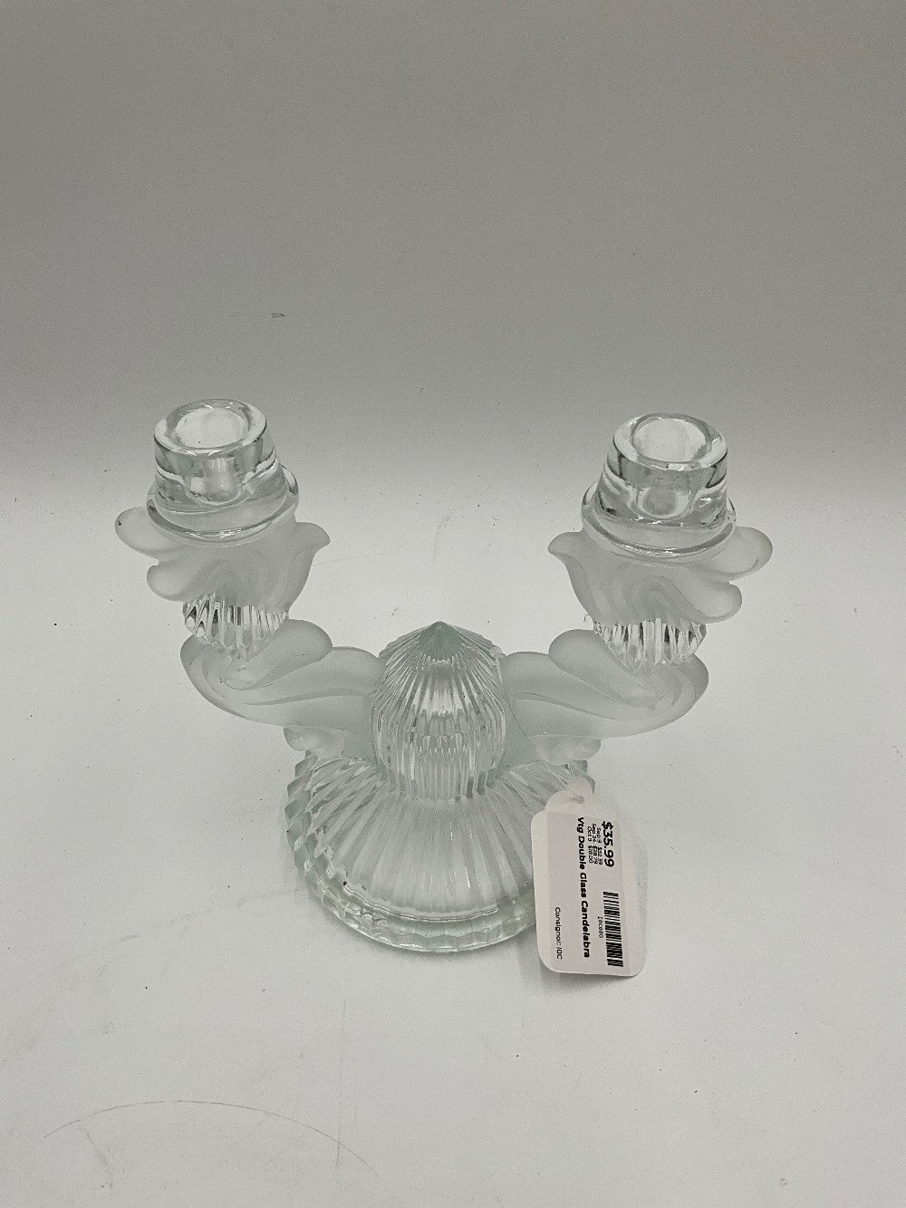 Vtg Double Glass Candelabra