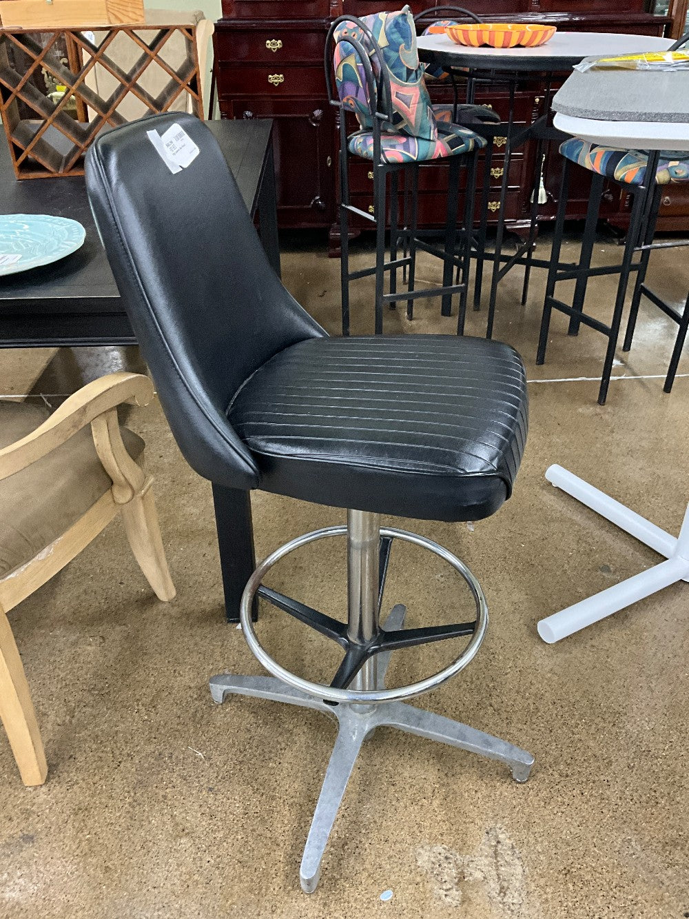 Vtg Leather Bar Stool