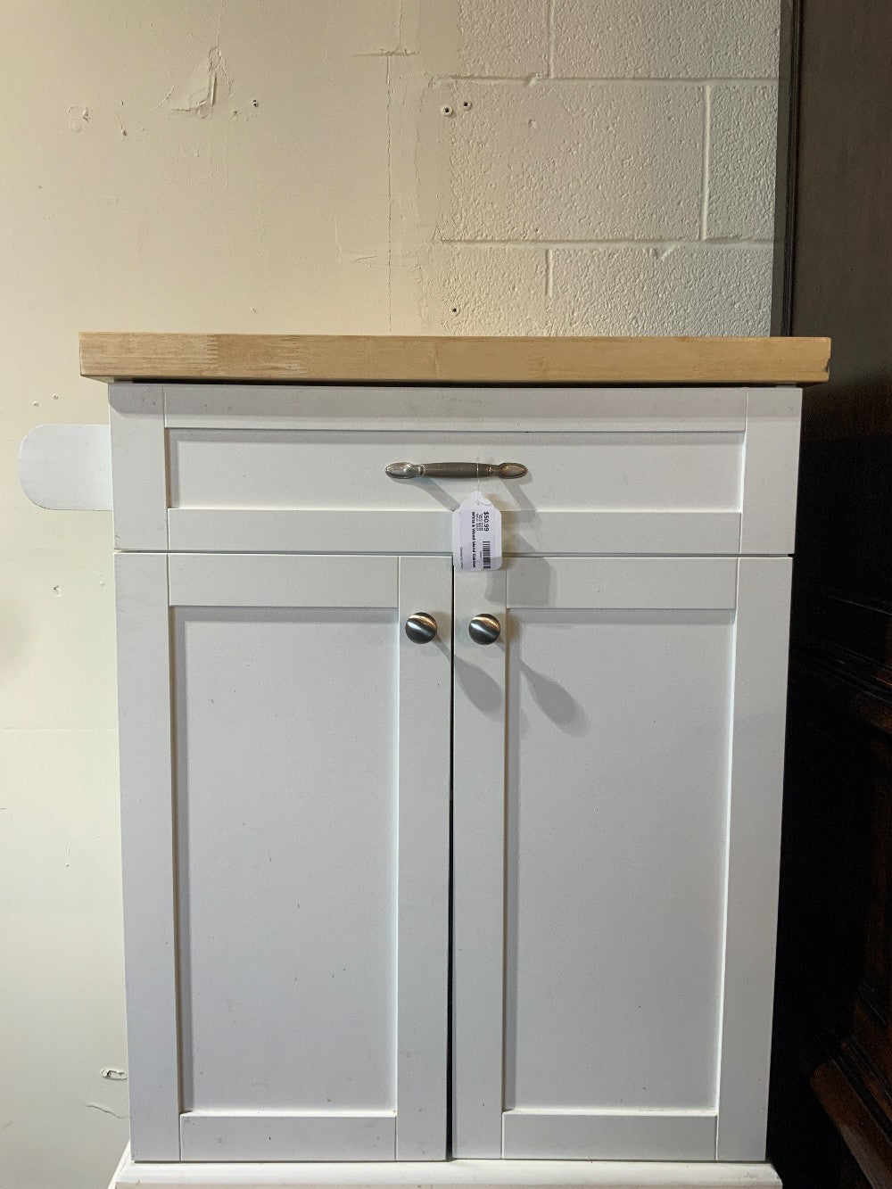 White & Wood Island Cabinet