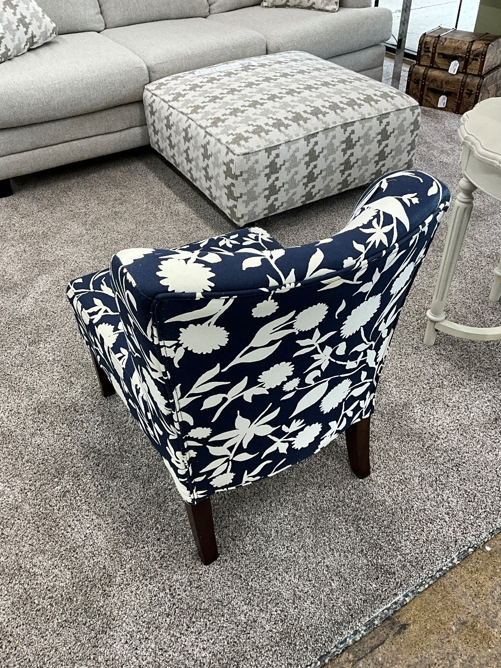 Navy Floral Accent Chair