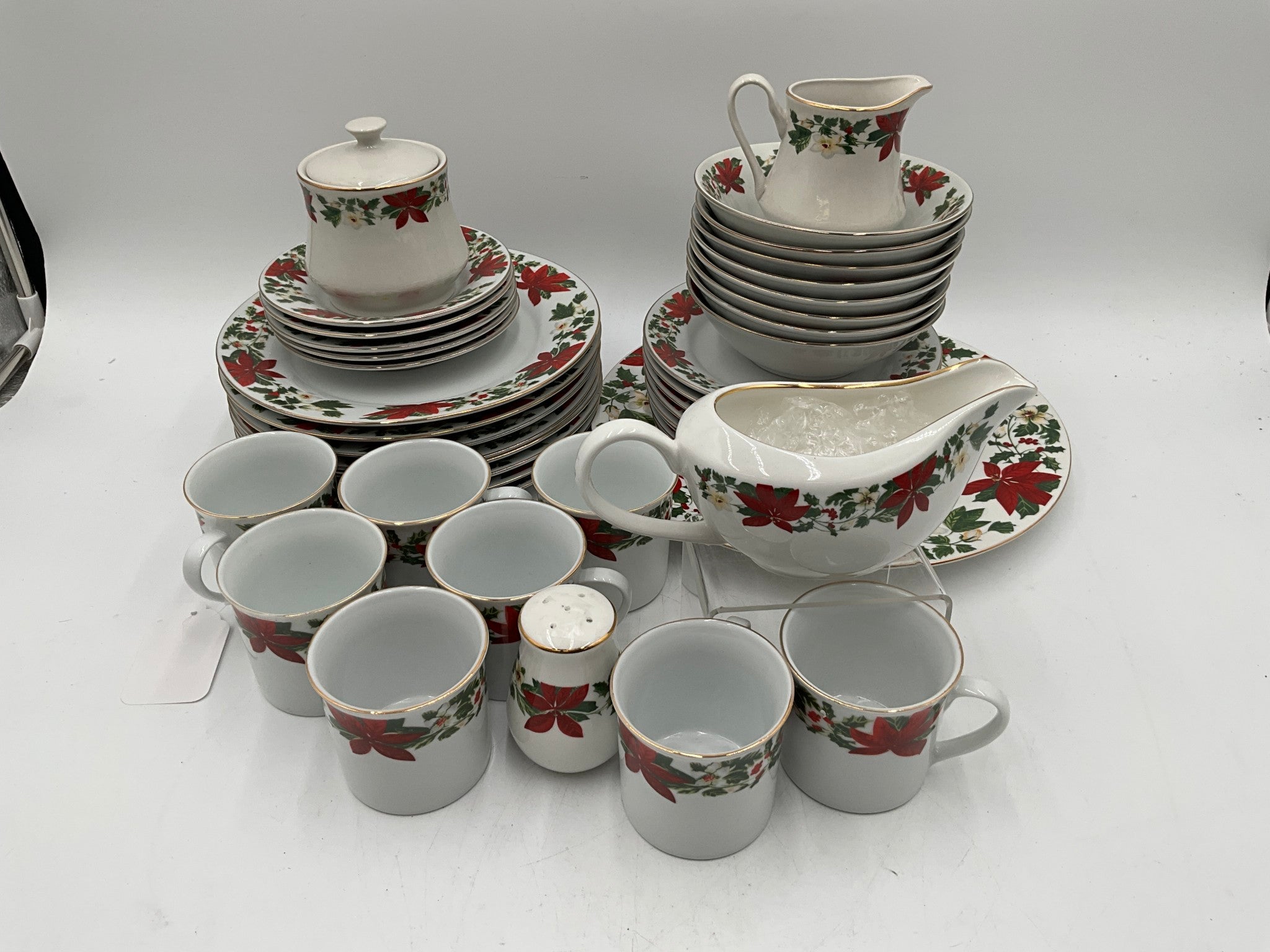 Gibson Poinsettia Dish Set for 8 - only 5 Saucers