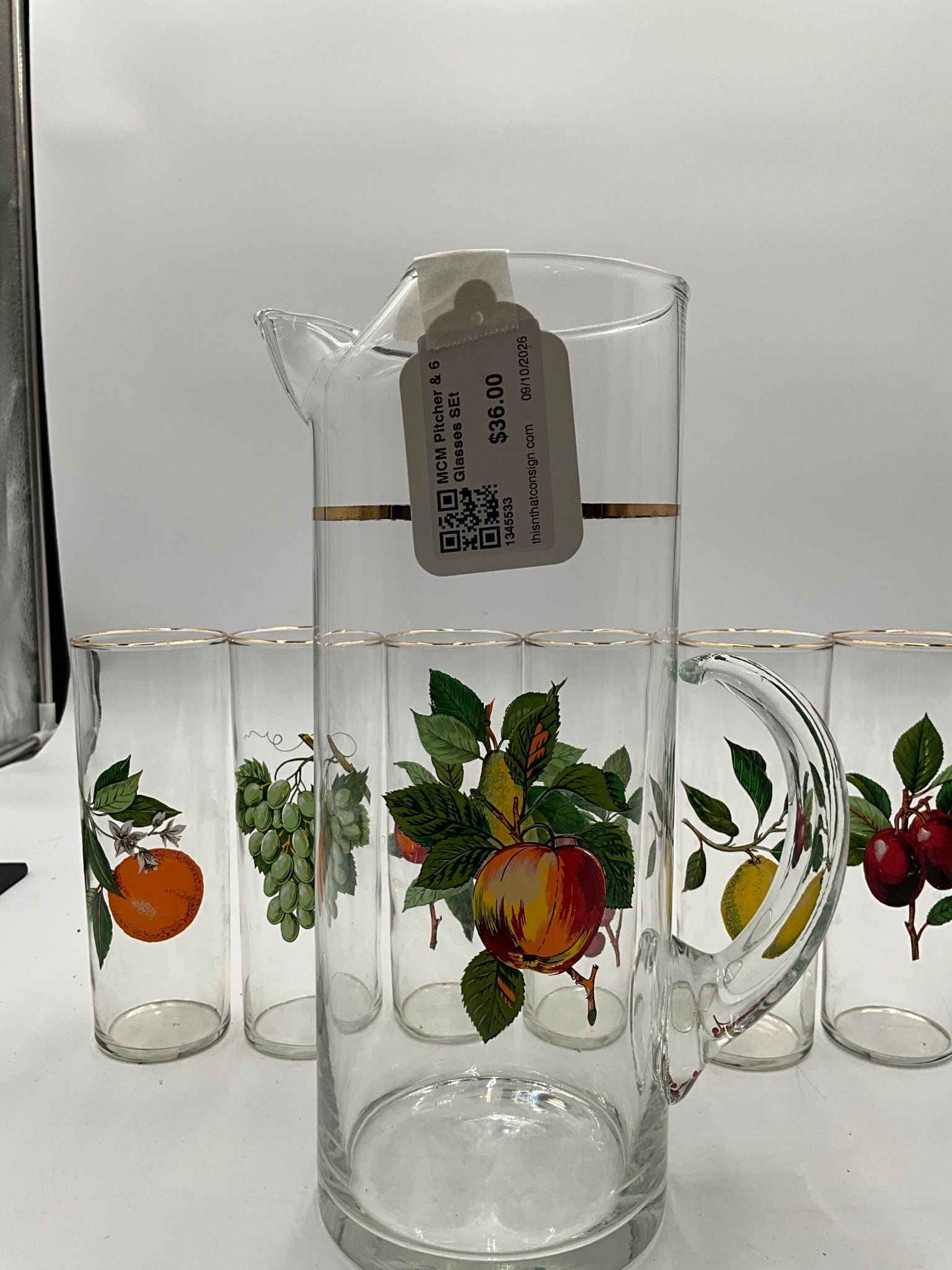 MCM Pitcher & 6 Glasses SEt