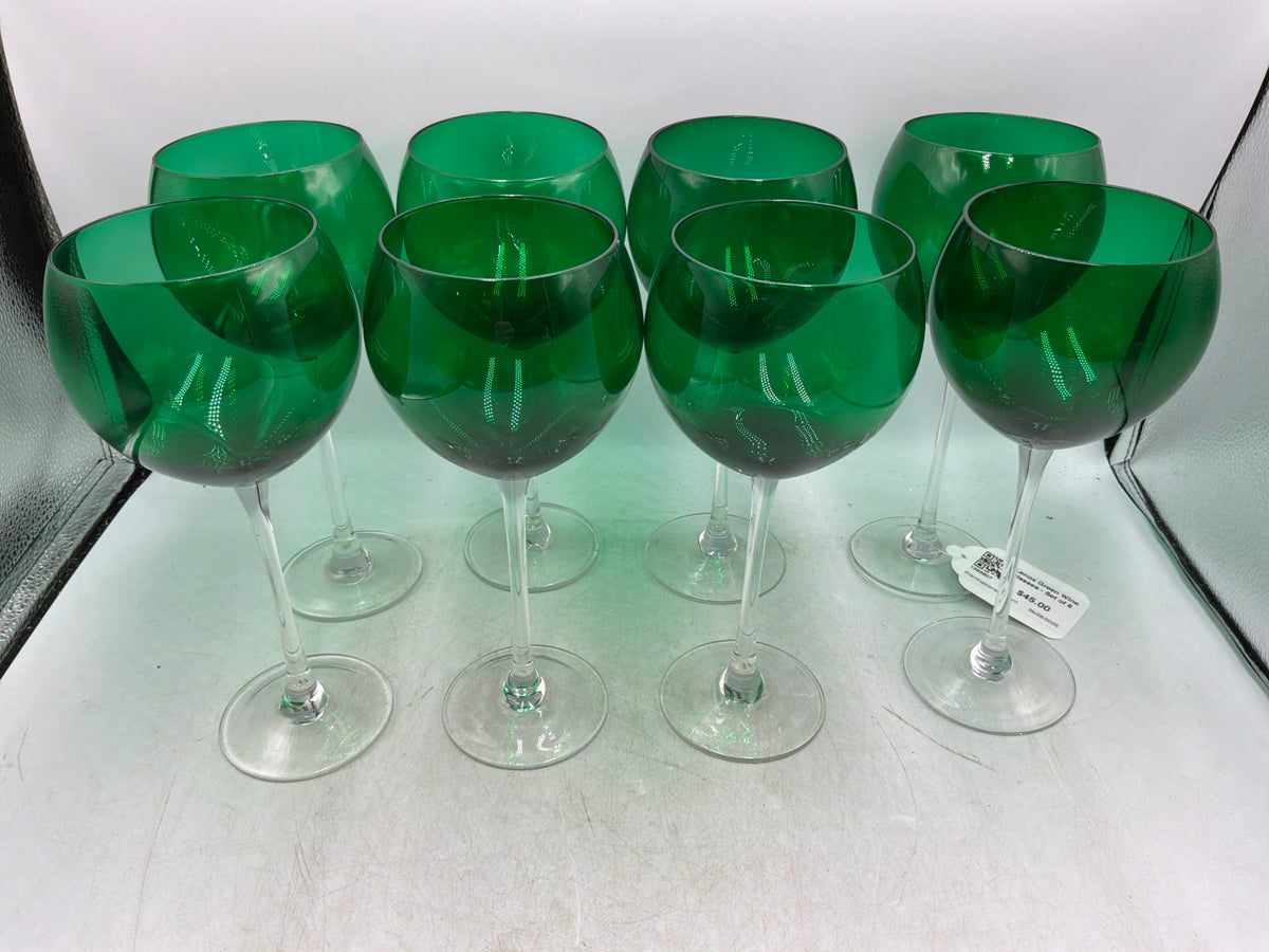 Lenox Green Wine Glasses - Set of 8