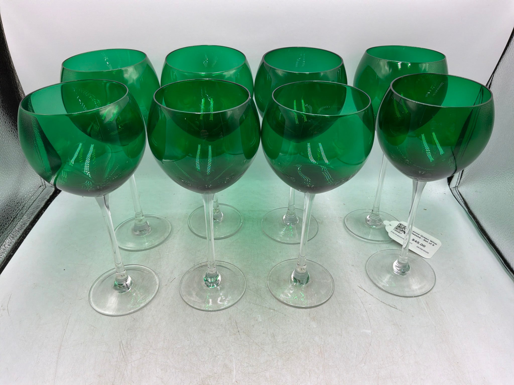 Lenox Green Wine Glasses - Set of 8