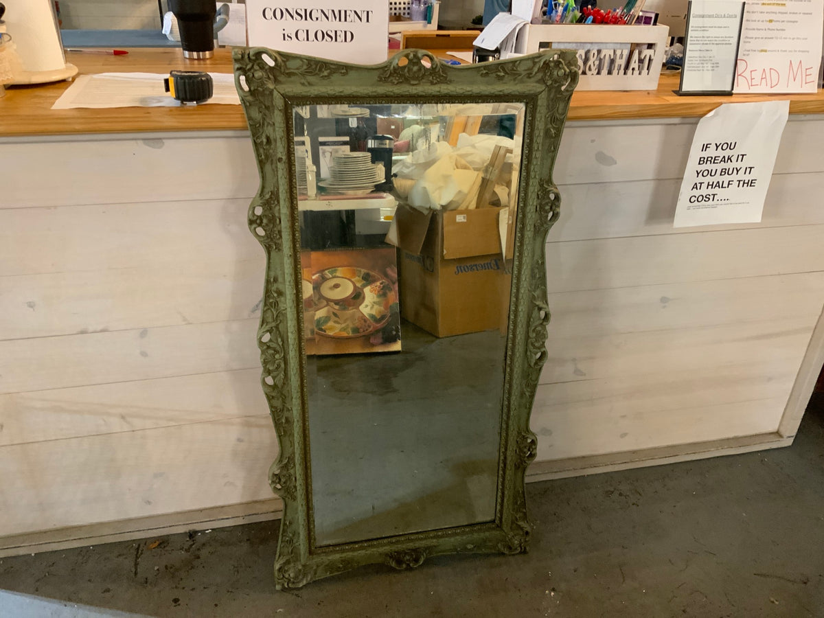 Vtg Lg Green Mirror