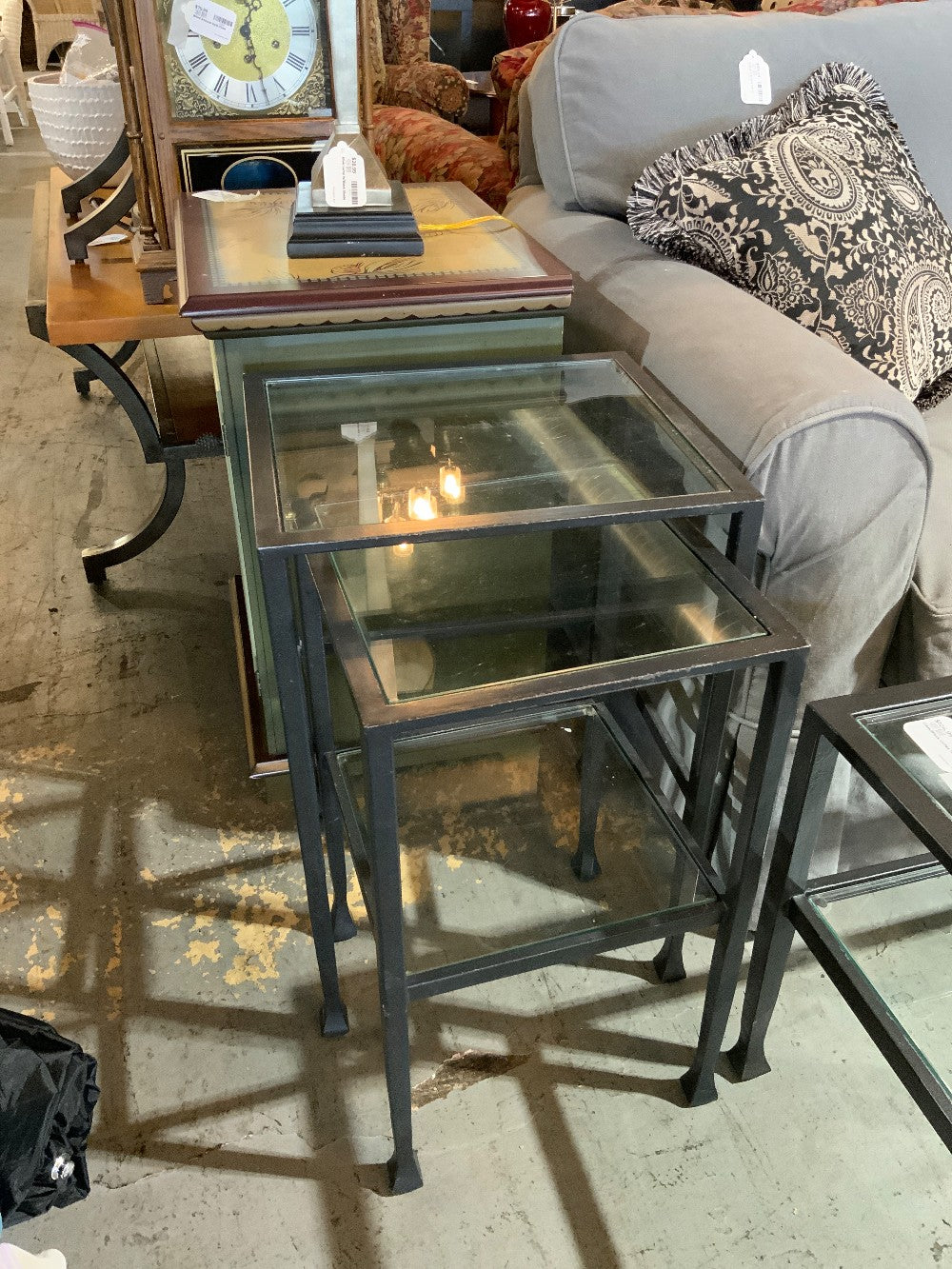 Glass/Black Nesting Table