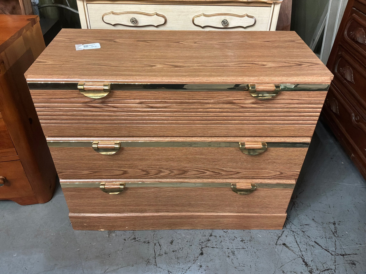 Wood/ Gold Dresser