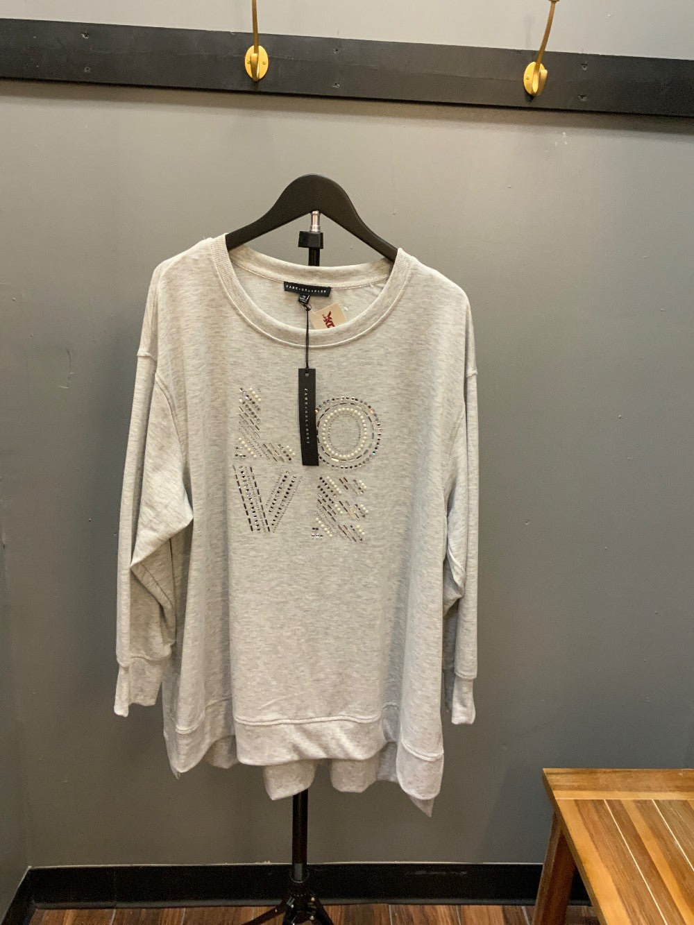 NWT Long SL Top Grey SZ 1X