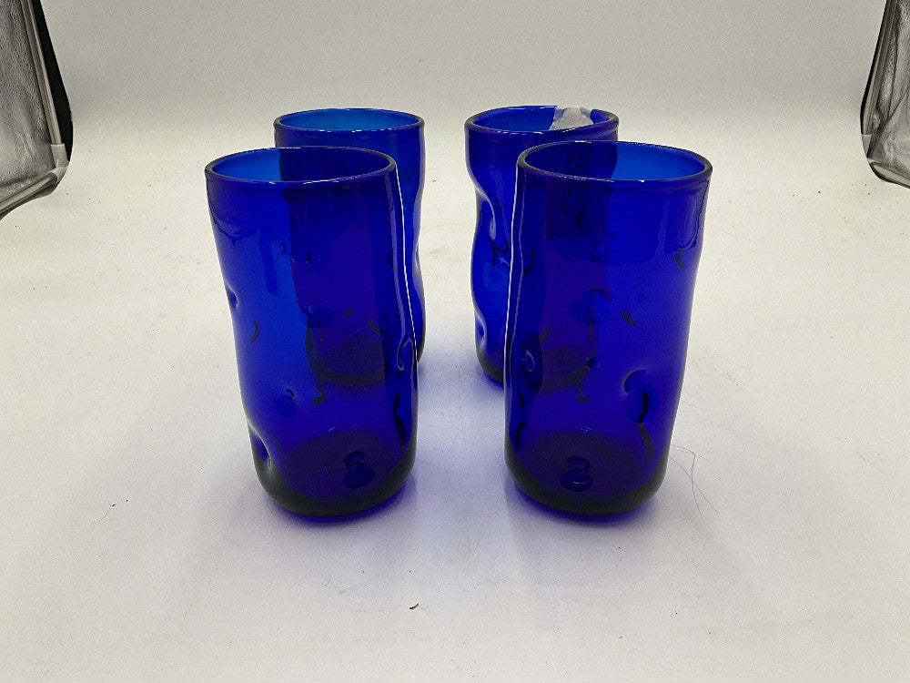 Blenko Pinched Dimple Tumbler Set of 4
