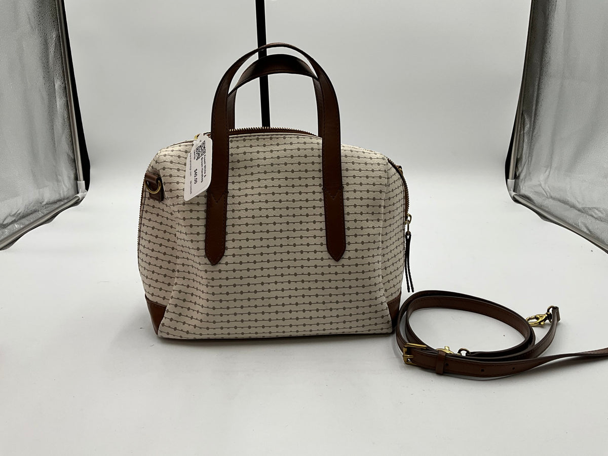 Fossil White & Brown Handbag