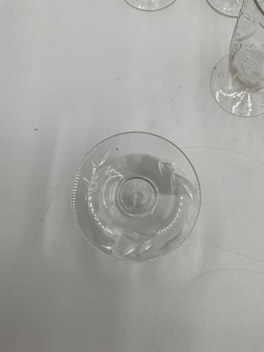 6pc Vtg Etched Goblet Set