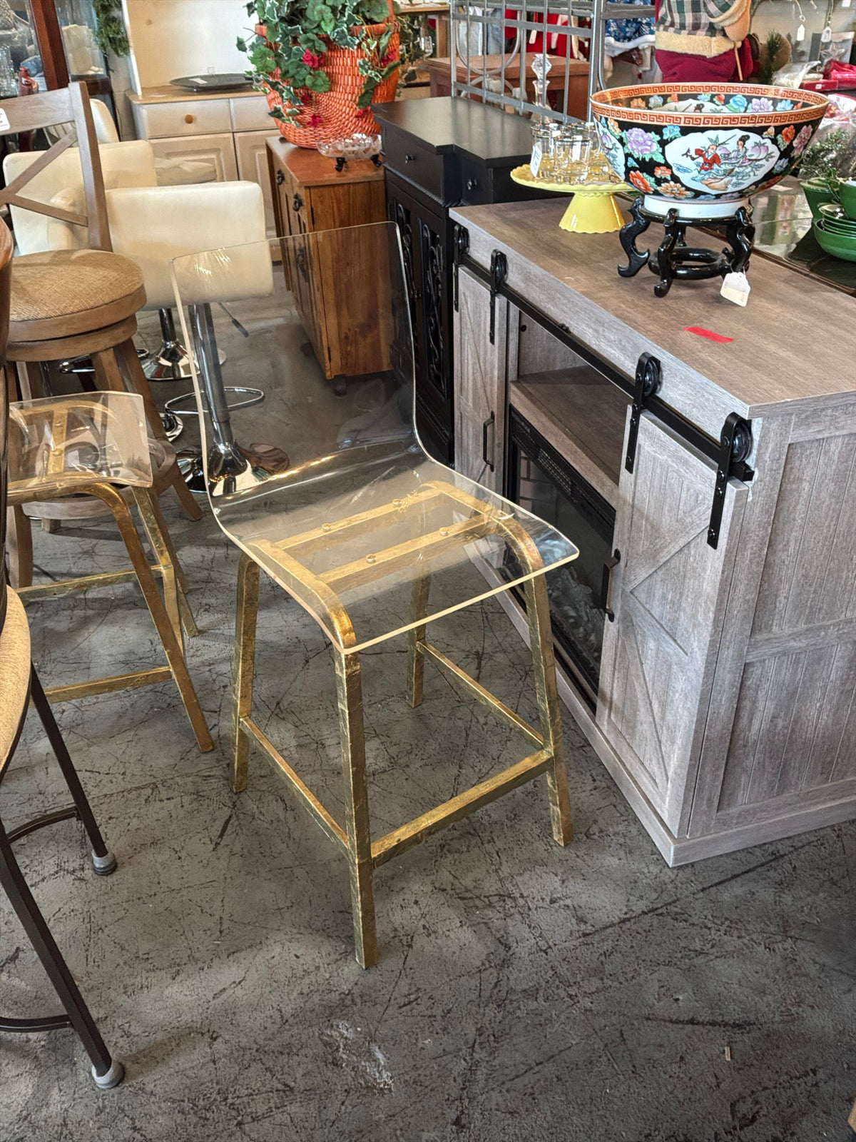 Counter Height Backed Gold Barstool