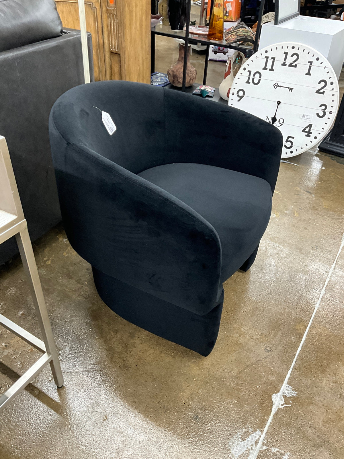 Black Round Sued Side Chair