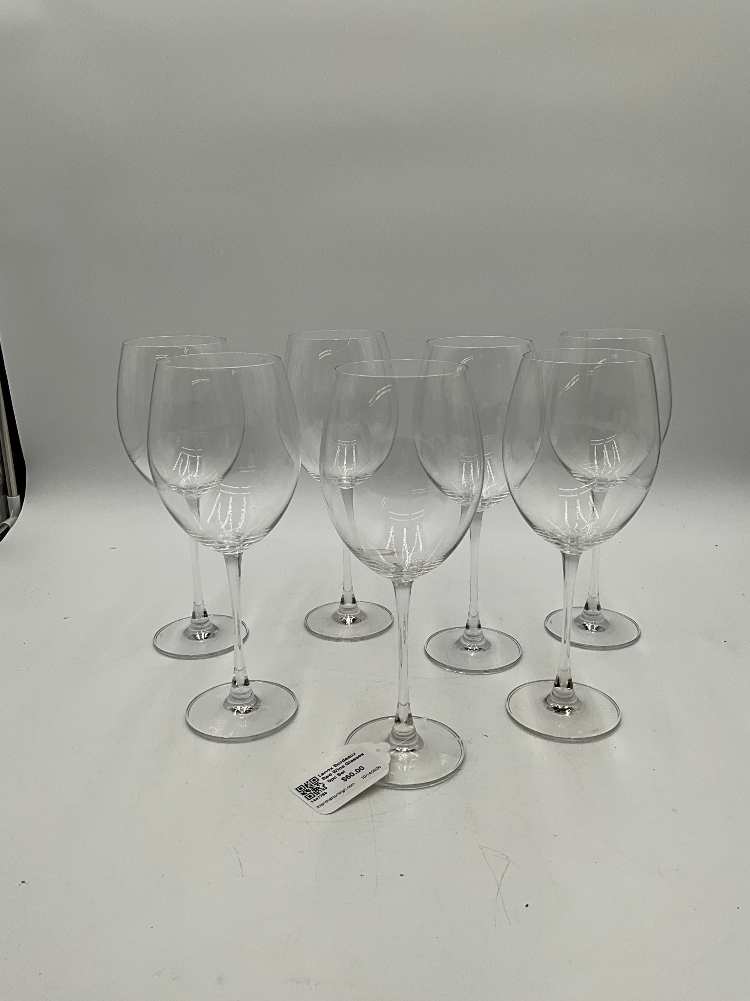 Lenox Bordeaux Red Wine Glasses  6pc Set