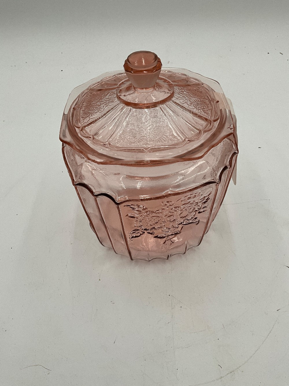 Anchor Hocking Pink Depression Glass Jar & Lid