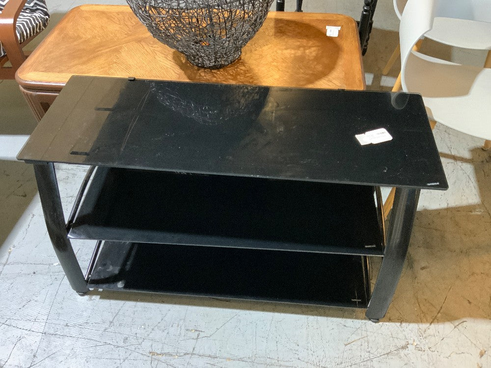 Glass Metal Black Tv Stand