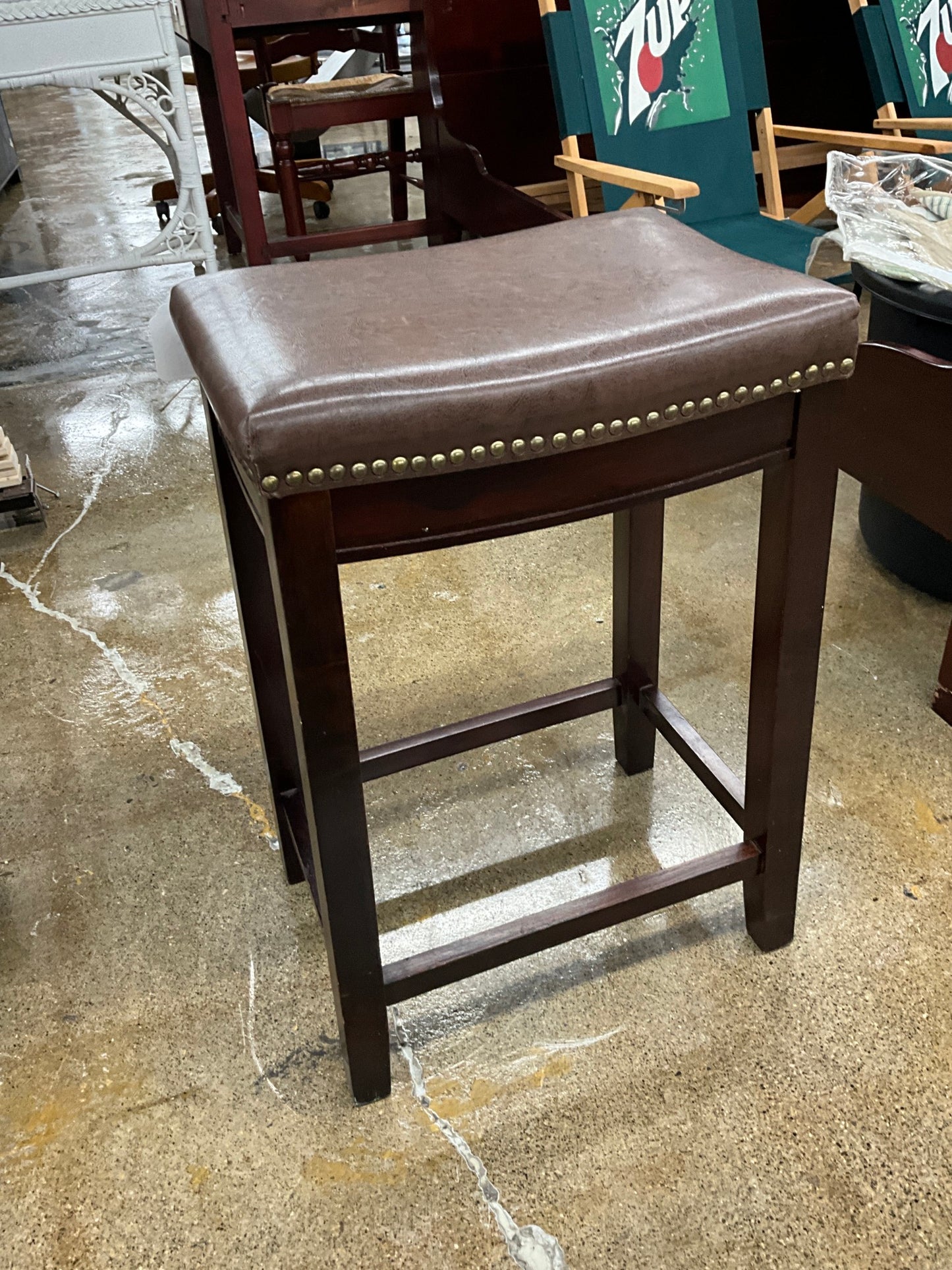Wood/ Leather Barstool