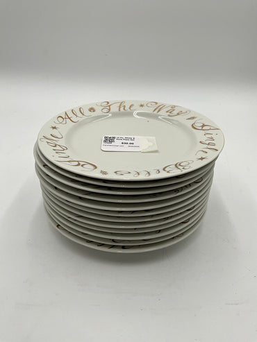12 Pc. White & Gold Plate Set